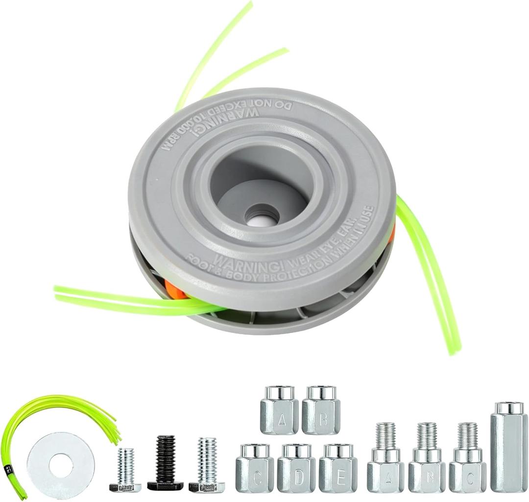 Replacement Trimmer Head Fixed-Line, Universal String Trimmer Head Compatible with Most Gas & Electric Trimmers (Left/Right Rotation),Easy Load No Winding, Fits 2.0-3.0mm Line,Grey