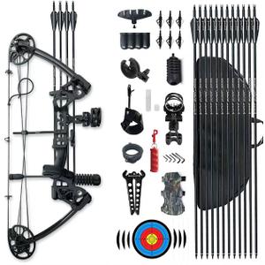 Compound Bow Draw Weight 0-70 Lbs for Pull Beginner and Intermediate Archer Fully Adjustable 19.25"-31" with All Accessories, up to IBO 320 fps,Package with Archery Hunting Equipment New 2024