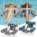 Sunikko X Pool Floats Adult 2 Packs Fabric Heavy Duty Inflatable Pool Chair Hammock, Blow Up Floaties for Adults, Hawaii Flower Floats for Pool Floating, Party Summer Toys Water Beach Lake Fun
