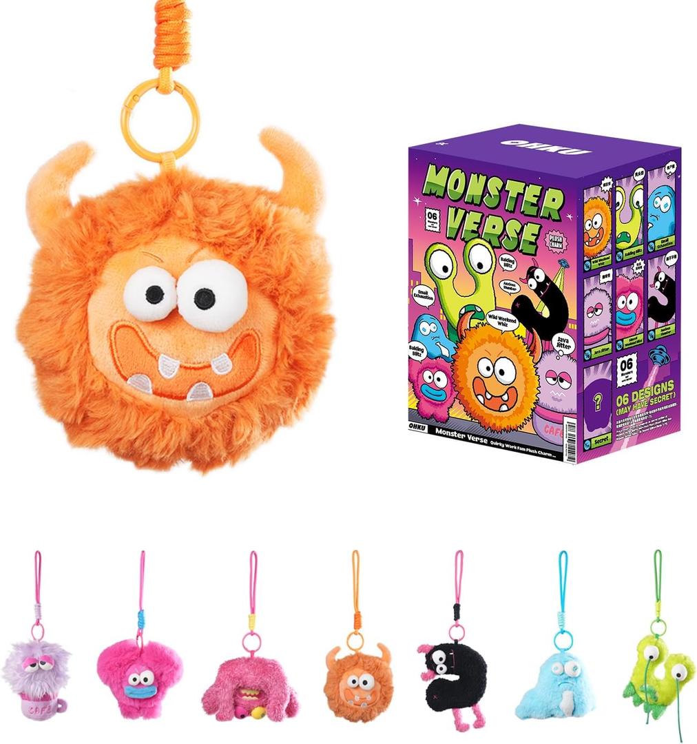 Monster Verse Quirky Work Fam Plush Charm Blind Box Random Design Action Figures Collectible Toys Home Decorations Holiday Birthday Gifts (Single)