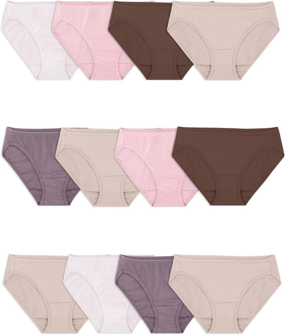 Fruit of the Loom Women's Eversoft Cotton Underwear Multipacks, Tag Free & Breathable, 5, Bikini - Assorted Body Tones