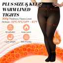 Plus Size Fleece Lined Tights Women, 300g Warm Pantyhose Leggings, Fake Translucent Thermal Tights Winter (Black, XXXL)