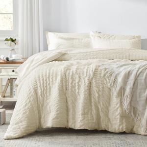 Zzlpp Queen Comforter Set 7 Pieces, Pale Yellow Seersucker Bed in a Bag with Comforter 1 Fitted Sheet