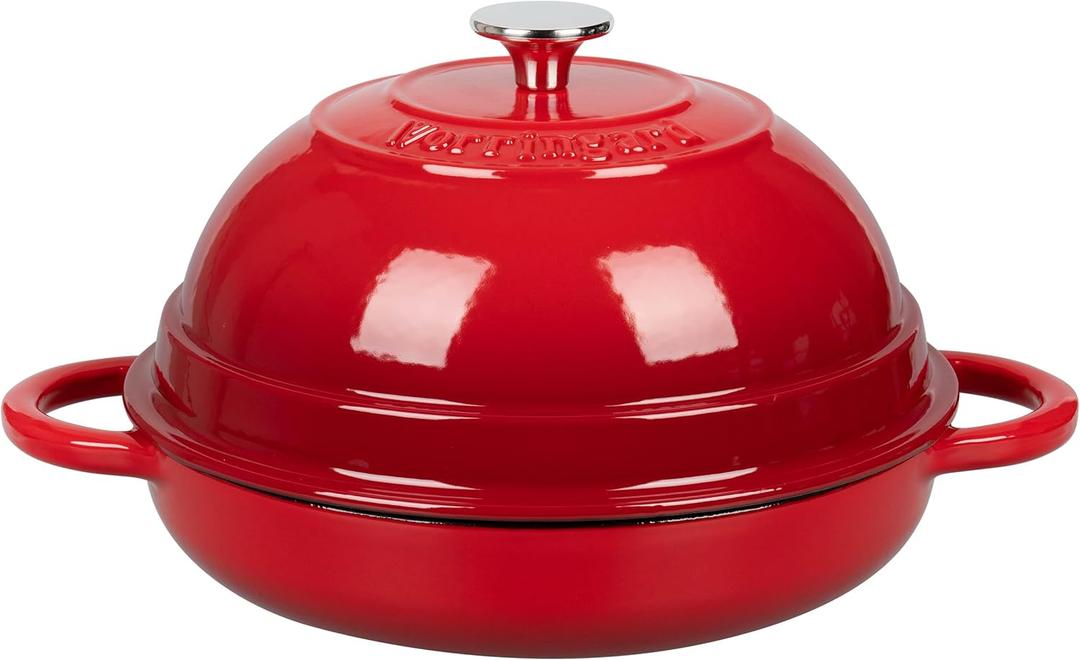Cast Iron Enameled Dutch Oven Pot with Lid for Bread Baking, Bread Oven, 6 Quart, Red