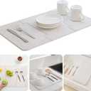 Chefs Path Dish Stone Drying Mat - 23.6x15.4in Mountain Print Spliced Kitchen Mat - Quick Drying and Ultra Absorbent Diatomaceous Earth and Quartz Dish Drying Mat with Non Slip Pad and Sandpaper