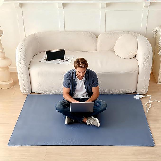 Heated Rug Mat, Heated Floor Mat with Adjustable Temperature 12 Hour Timer, Electric Heating Area Rug, Radiant Floor Heater, for Yoga (39x59inch/100x150cm)