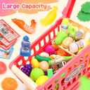 Tagitary Shopping Cart Toy for Kids,82 PCS Toddlers Large Play Grocery Cart with Shopping Bag,Included Play Food Veggies,Play Money Cash and Coins,Educational Toys Play Kitchen Accessories for Kids