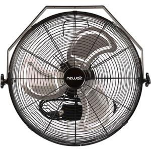 NewAir WindPro18W Wall Mount Fan | High-Velocity Industrial, Shop or Garage Fan | 3 Speed Settings | 3000 CFM | Black