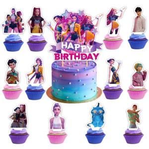 Demon Movie Hunters Party Supplies, Cute Birthday Party Decorations Include Happy Birthday Cake Toppers, cupcake decorations Cartoon Table Decorations