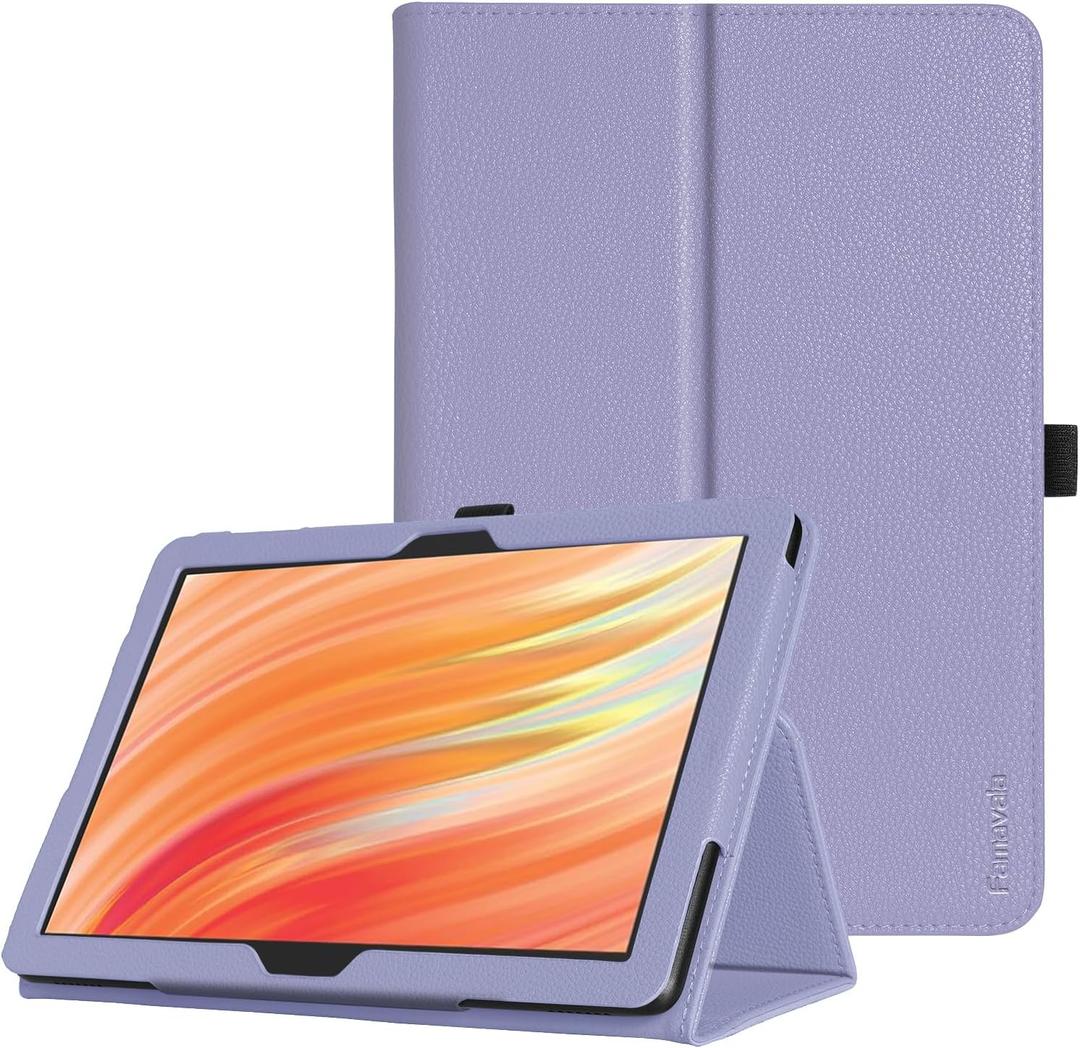 Famavala Folio Case Cover for 10.1"-inch Fire HD 10 Tablet (13th / 11th Generation, 2023/2021 Release), with Auto Wake/Sleep, Compatible with Alcatel/TCL K10 10.1" Tab (Lilac)