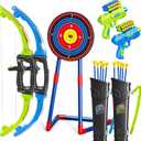 AuroTops 2 in 1 Pack Bow and Arrow Set for Kids 6 Year Old Boy Gifts Boy Toys Age 6-8,Archery Set with Lights Sport Shooting Games for Kids 5-12 Year Old Birthday Gifts Indoor Outdoor