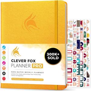 Clever Fox Planner PRO  Weekly & Monthly Life Planner to Increase Productivity, Time Management and Hit Your Goals, 8.5x11 (Amber Yellow)