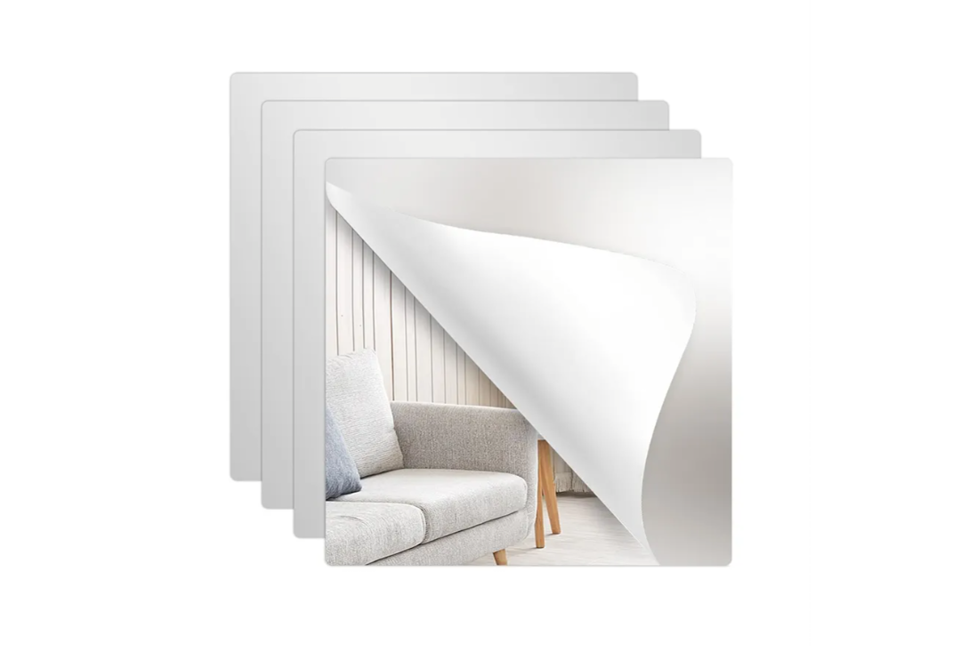 3 Pack Wall Mirror Full Length, 12 x 12 Inch Acrylic Mirror Tiles, Shatterproof Flexible Plastic Mirror Sheets for Bedroom Home Gym Door