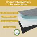 Tri Folding Mattress Full Size - 6 Inch Dual-Layer Memory Foam Foldable Mattress Portable Futon Sofa Bed with Removable Washable Cover, Handle & Non-Slip Bottom for Guest, Camping, RV, Yoga, Home Use
