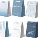 NICROLANDEE Wedding Party Gift Bags - Dusty Blue Gift Bags With Handles 24 PCS, Party Favors Treats Goodies Ribbon Gift Wrapping Bags for Wedding, Something Blue Bridal Shower, Birthday, Bachelorette Party, Baby Shower 8.6x4.7x3.1