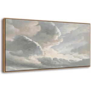 DJSYLIFE Framed Canvas Wall Art, Clouds with a Sunset Vintage Painting Prints, Classical Sky Cloud Pictures Nature Wall Art, Modern Farmhouse Country Decoration, Home Bedroom Living Room Decor 20"x40"