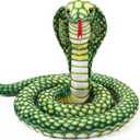 Romart Cobra Snake Stuffed Animal: 67-inch Large Realistic Cobra Plush Toy Long Giant Lifelike Stuffed Animals Snake Plushie Gifts for Kids Boys Girls Christmas, Wild Animals Party Decor(Green)