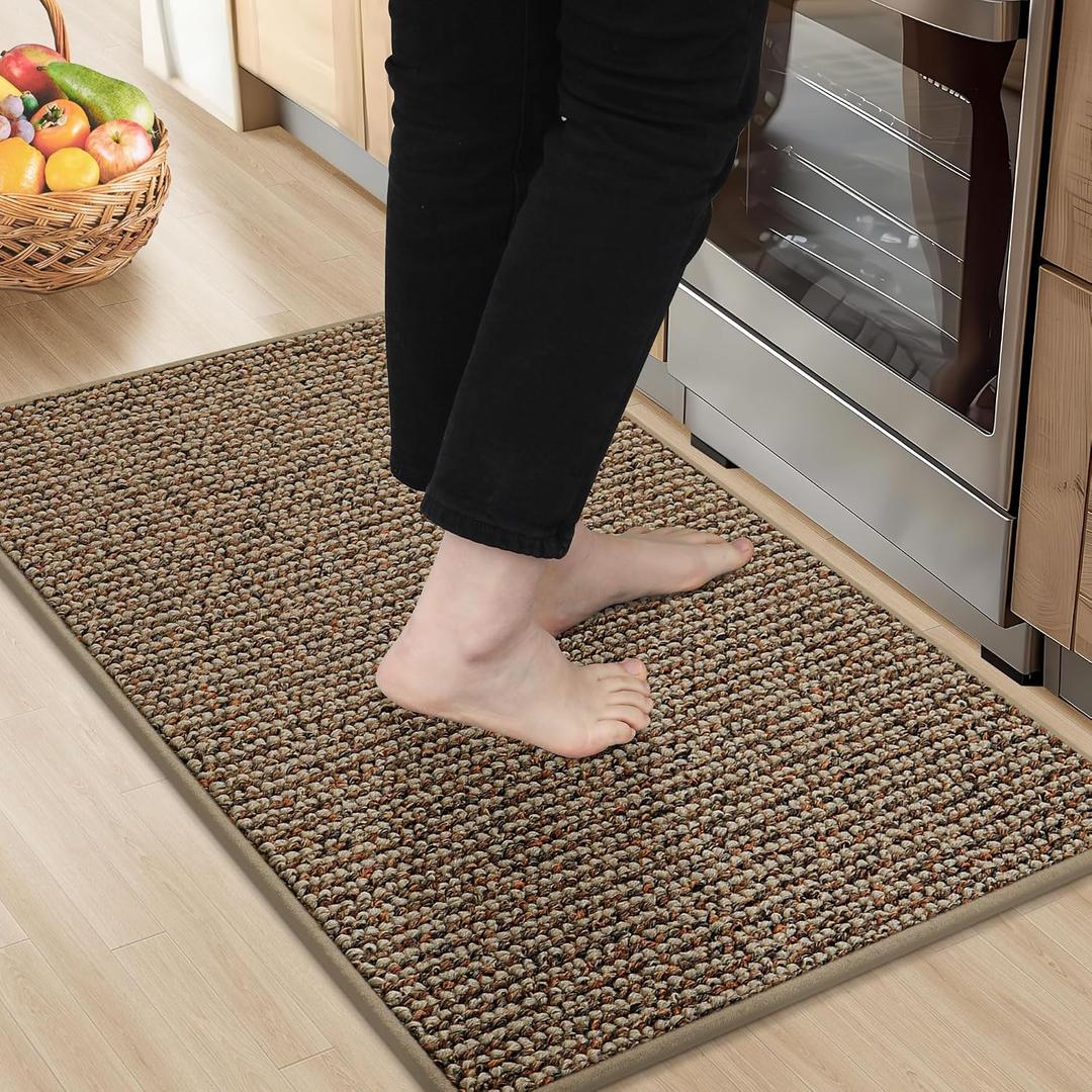 BEQHAUSE Kitchen Rugs 20"x32", Non-Slip Kitchen Mats for Floor, Super Absorbent and Stain Resistant Kitchen Rugs, Machine Washable Rugs for Kitchen, Hallway, Laundry & Sink, Taupe
