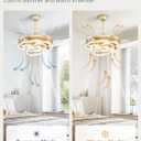 LEDIARY 42 Inch Retractable Ceiling Fan with Lights, Fandelier Ceiling Fan with 6 Speeds,3000K-6000K Adjustable,and DC Motor,Chandelier Ceiling Fans with Lights and Remote for Bedroom Living Room,Gold