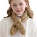 Haloumoning Kids Girls Knit Scarf Toddler Warm Winter Cross Tie Wrap Neck Warmer Cute Scarves 1-14 Years