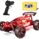 Tecnock RC Cars for Kids, 1:18 Scale 2WD RC Car with LED Lights, 2.4GHz Remote Control Car with USB-C Easy Charging & 50 Mins Playtime, Toys Gifts for Boys & Girls Ages 8-12 (Red)