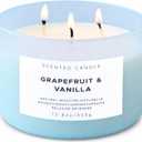 Grapefruit & Vanilla 3-Wick Scented Soy Candle | 15.8 oz Large Scented Candle for Home | Uplifting Aromatherapy Candle | Housewarming & Birthday Gift for Women and Men