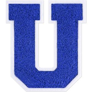 3 x 6-1/2" Varsity Letter Patches Blue Iron On Letters | Letterman Jacket Patches Chenille Large Iron On Letters For Clothing Jacket/Hoodie/Varsity U