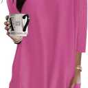 Poetsky Womens Tunic Tops for Leggings with Pockets Vneck 3/4 Length Sleeve Shirt Casual Long T-Shirts S-3XL (Pink, S)