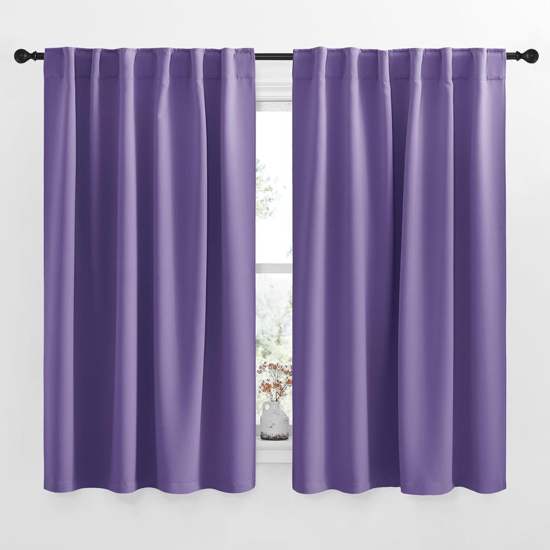 NICETOWN Blackout Curtain Panels for Living Room - (Lilac Purple Color) 52x63 Inch, 2 Panels Set, Room Darkening Blackout Drapes for Window
