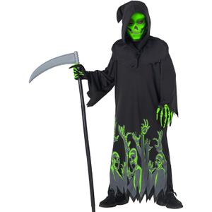 Morph Glow In The Dark Grim Reaper Costume Kids, Halloween Costumes for Boys Glow In The Dark, Reaper Costume Kids Medium
