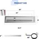 Skyflame 30" Linear Stainless Steel Fire Pit Drop-in Burner Kit with Flame Sensing, Electronic Spark Ignition, and Propane Regulator Hose Set