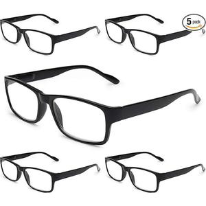 5 Pack Reading Glasses Blue Light Blocking,Spring Hinge Readers for Men Women,Black Frame Anti Glare Eyeglasses