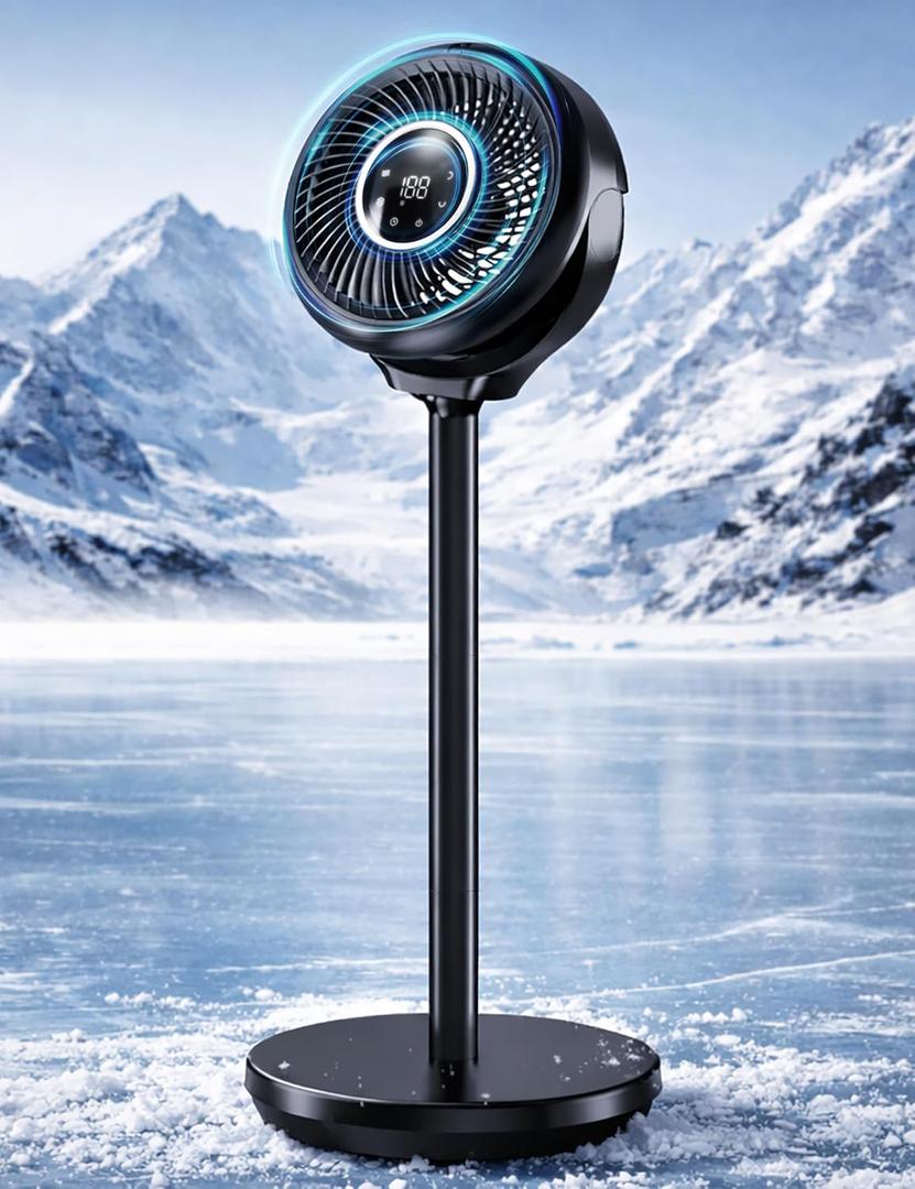 Pedestal Fan for Bedroom, 180 Wide Oscillating & 90 Vertical Tilt, 25dB Ultra Quiet DC Motor Standing Fan with Remote, 15 Speed Settings, 3 Modes, 12H Timer, 15-38" Height Adjustableblack