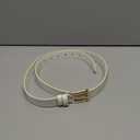 Huyfhksd Women's Belt Fashion Multicolored Waist Leather Belts for Jeans Pants with Pin Buckle, for Waist Size 37"-41", Gold Buckle White