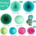 SUNBEAUTY Summer Party Decoration Hanging Cactus Swirls Paper Lanterns Paper Fans kit for Hawaiian Luau Party Tropical Party Baby Shower Birthday Party Supplies