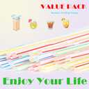 100 Pcs Flexible Disposable Plastic Straws, Colorful Flexible Straws, Long Straws, Disposable Plastic Drinking Straws, 8.27inch Long Straws Party Decorations, Assorted Colors Striped