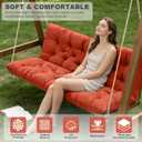 Porch Swing Cushions,Outdoor Cushions 3 Seater Replacement with Backrest, Waterproof Thickened Bench Cushion with Ties for Porch, Patio,Outdoor, Backyard and Garden (Orange 60 * 40 in)