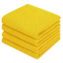 Homaxy 100% Cotton Waffle Weave Kitchen Dish Towels, Ultra Soft Absorbent Quick Drying Cleaning Towel, 13 x 28 Inches, 4-Pack, Yellow