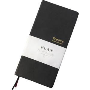 Fromthenon PU Leather Weekly Plan Portable Planner Year Month Week Mini Slim Notebook Journal Schedule For Traveler Student Office (Black)