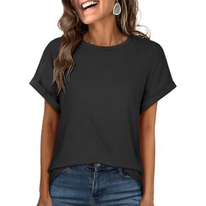 ANRABESS Oversized Tshirts for Women Summer Tops Short Sleeve Casual Loose Basic Tee Shirt Cute Outfits 2025 Trendy Clothes (Small, Black)