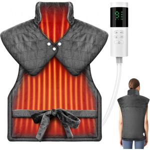 Heating Pad for Neck and Shoulders and Back, Pain Relief Electric Heating Pad for Back Large 24X37 with 9 Heat Settings 4 Timers, Birthday Gifts for Women Men Mom Dad, Gray