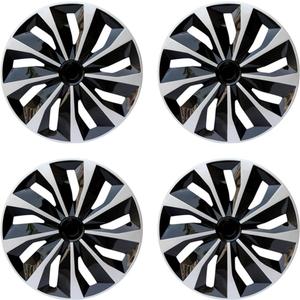 Hubcaps Wheel Covers Replacement R14 Size Hub Cap Universal-Fit Steel Wheel Rim Caps ABS Tire Cover Snap on Most Car Truck SUV Sedan -Set of 414-inchSilver-Black