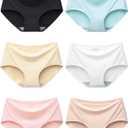 Adorel Teen Girls Seamless Underwear No Show Panties Tagless Brief Plain Pack of 6 8-16 Years (12-13 Years, Basic Color)