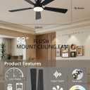 JSAITEE Ceiling Fans with Lights, 52Inch Low Profile Ceiling Fan with Light and Remote/App Control, Modern Flush Mount Black Ceiling Fan, 3CCT Dimmable, Reversible DC Motor, for Living Room,Bedroom
