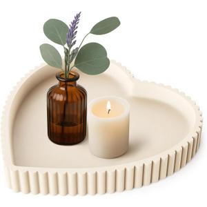 Heart Shape Decorative Tray for Coffee Table Decor, Concrete Tray Home Decor, Bandejas Decorativas, Heart Design Coffee Table Centerpiece