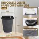 Clawsoff 100 Pack 12 oz Disposable Coffee Cups with Lids, Insulated Ripple Wall To-Go Paper Coffee Cups Suitable for Chocolate Cocoa and Hot/Cold Drinks (Grey)