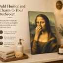 Funny Mona Lisa Bathroom Wall Art, Pinching Nose Canvas Prints, 12x16in | Mona Lisa Bathroom Art, Mona Lisa Classical Painting Picture, Humor Amusing Toilet Artwork, Vintage Decor, Ready To Hang