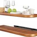 BATODA 24" Acacia Wood Floating Shelves Wall Mounted (Round Edge)  Rustic Farmhouse Wooden Wall Storage Shelf for Bedroom, Kitchen - Brackets and Shelving Hardware Included (Acacia,24 Inch Length) (24 Inch Length, Acacia)