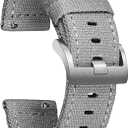 Hemsut Canvas Quick Release Watch Band 18mm 20mm 22mm 24mm Replacement Watch Straps for Men Women (Grey)