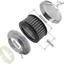 KIPA Chrome Air Cleaner Filter 4" x 2" assembly Fits for carburetor with 2 5/8" or 2 5/16" neck diameter Washable 7151 4354 1489 6475 4790